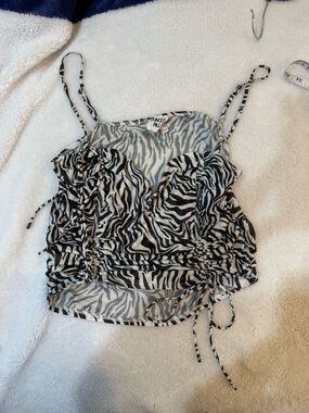 Princess Polly Black & White Zebra Ruched Cami